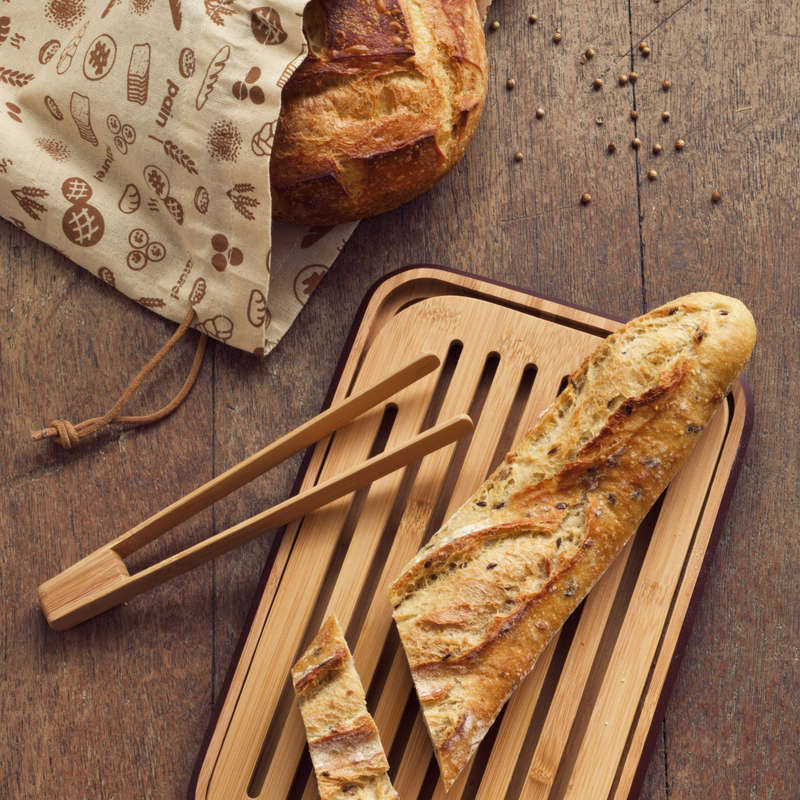 Pebbly Baker Set - 1 Bread Board, 1 Toast Tong & 1 Bread Bag