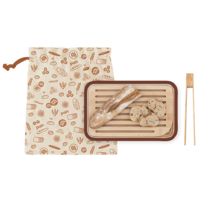 Pebbly Baker Set - 1 Bread Board, 1 Toast Tong & 1 Bread Bag