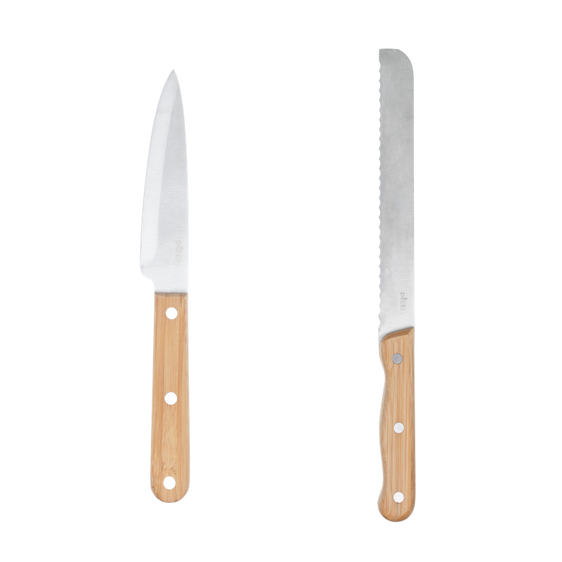 Pebbly Boards, Knives & Holder - 5 Piece Set
