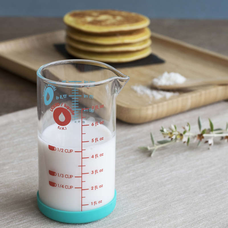 Pebbly Blue Glass Measuring Jug with Silicone Base - 200 ml