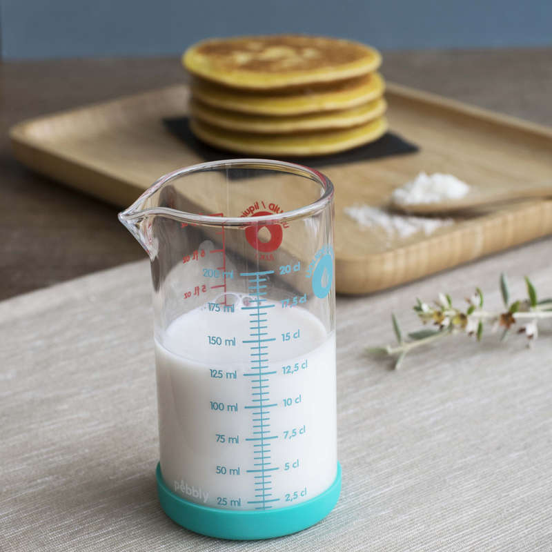 Pebbly Blue Glass Measuring Jug with Silicone Base - 200 ml