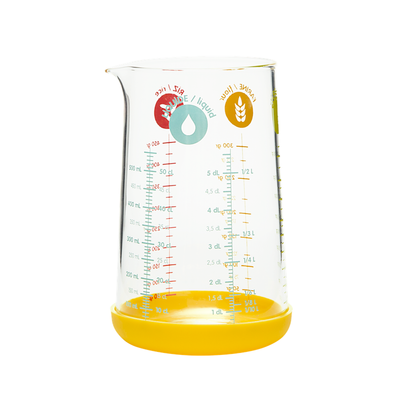 Pebbly Yellow Glass Measuring Jug with Silicone Base - 500 ml