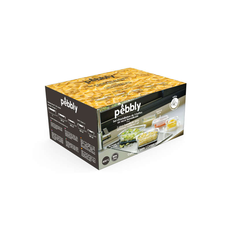 Pebbly Glass Food Containers Starter Set - Set of 5