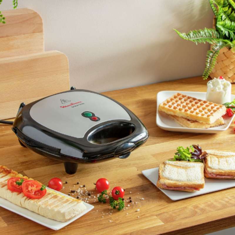 Moulinex Break Time Sandwich Maker 3 in 1 - Silver