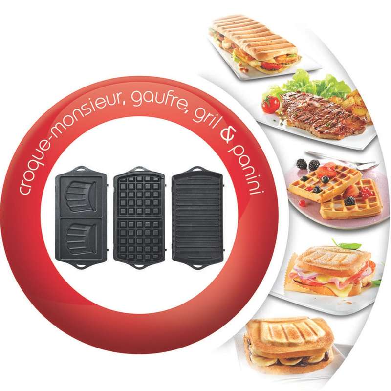 Moulinex Break Time Sandwich Maker 3 in 1 - Silver