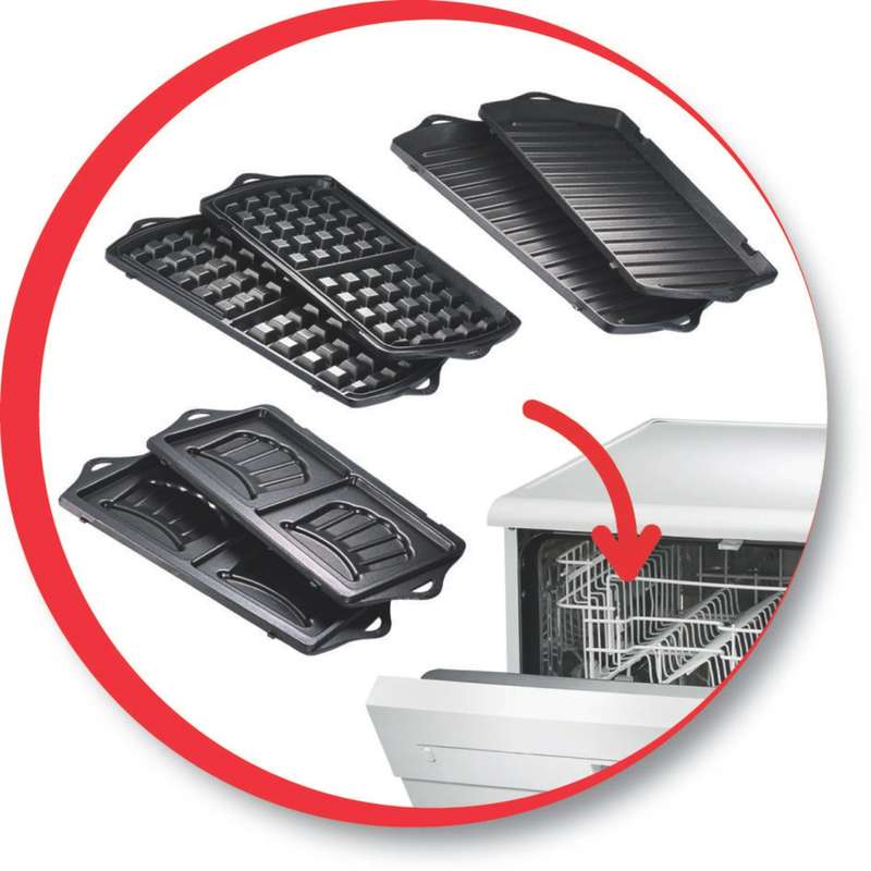 Moulinex Break Time Sandwich Maker 3 in 1 - Silver