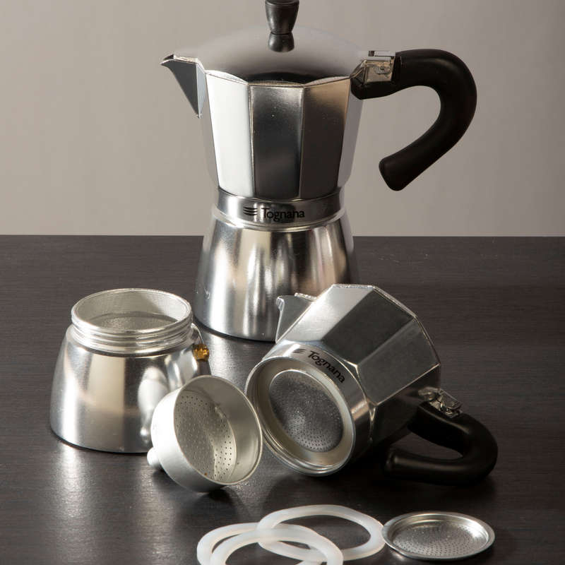 Stove Top 4 Cup Stainless Steel Coffee Pot Filter & 3 Silicone Seals