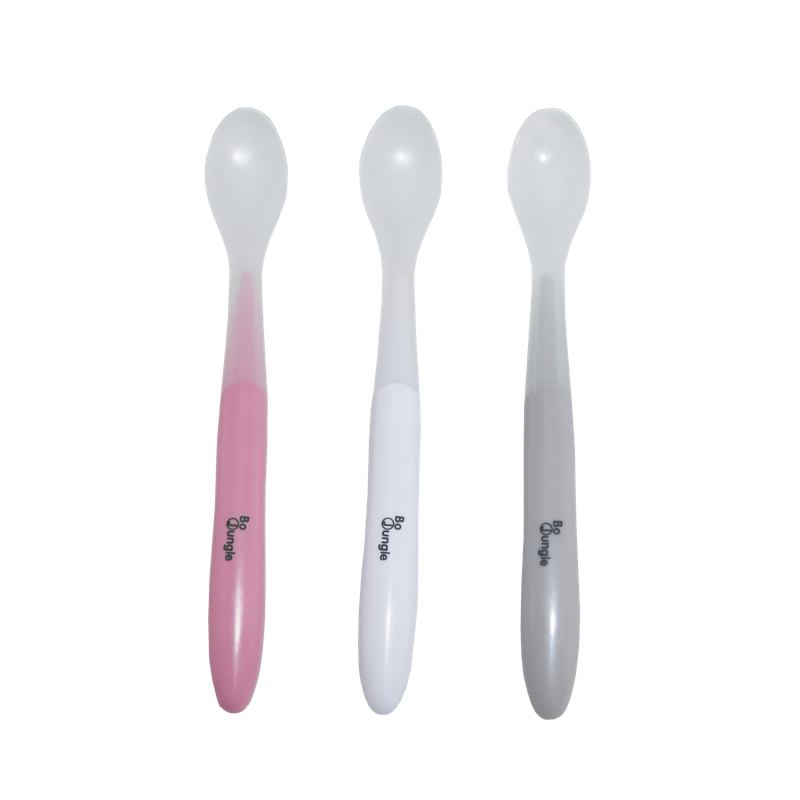 B-Soft Spoon Set (3 pcs) (Grey, White & Pink)