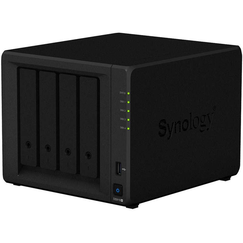 Synology DS918+ 4 Bay Scalable NAS Business Server; 4 x SATA; 2 X M.2 NVME; Synology DSM OS; Open...
