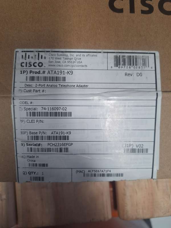 Cisco ATA 191 Analog Telephone Adapter -