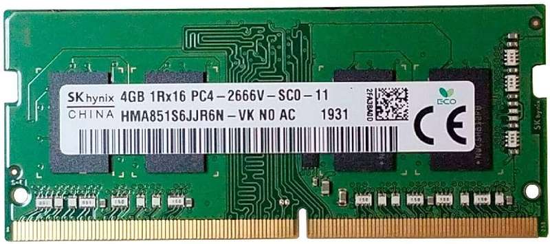Sk Hynix 4GB 1Rx16 Pc4-2666V-Sc0-11 Sodimm Laptop Ram - Used