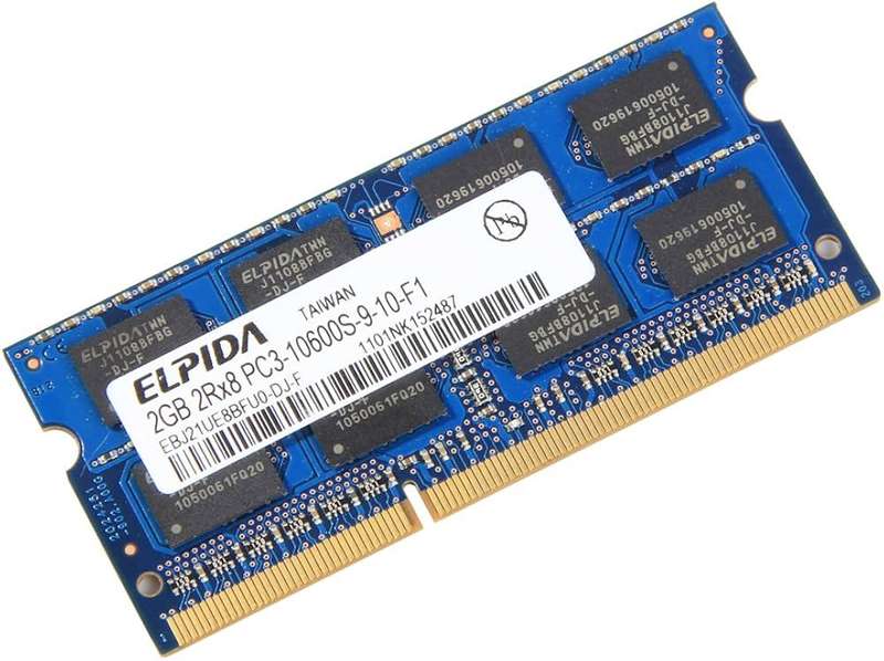 Elpida 2GB 2Rx8 Pc3-10600S-09-10-F1 DDR3 Sodimm Laptop Ram - Used
