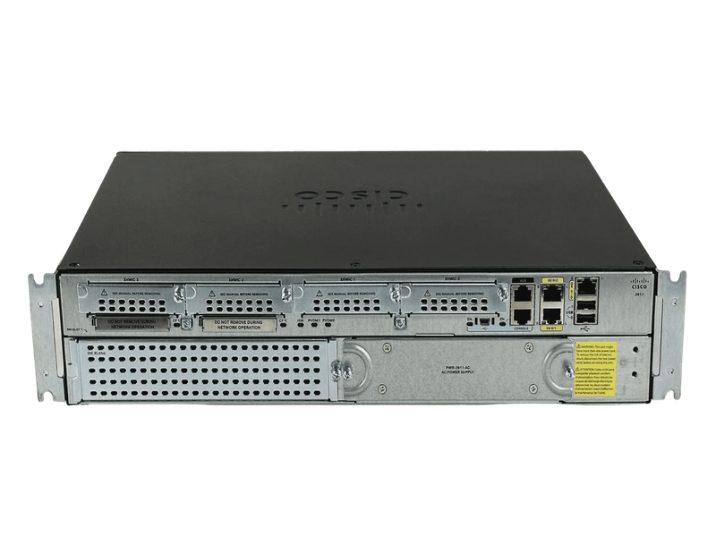 Cisco 2911 3 GE,4 EHWIC,2 DSP,1 SM,256MB CF,512MB DRAM,IPB Router - Used