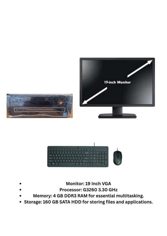 Business Black PC SFF Computer Set - Pentium G3260 - 4GB DDR3 - 160GB HDD - Win10Pro - Used Deskt...