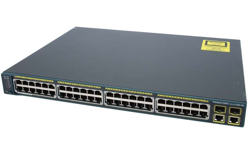 Cisco WS-C2960-48PST-L Catalyst 2960 Plus 48 10/100 PoE + 2 1000BT +2 SFP LAN Base Switch - Used