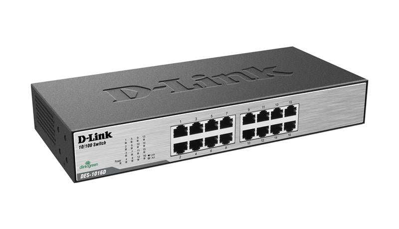 D-Link DES-1016D 16 Port 10/100Mbps Fast Ethernet Unmanaged Switch  Used