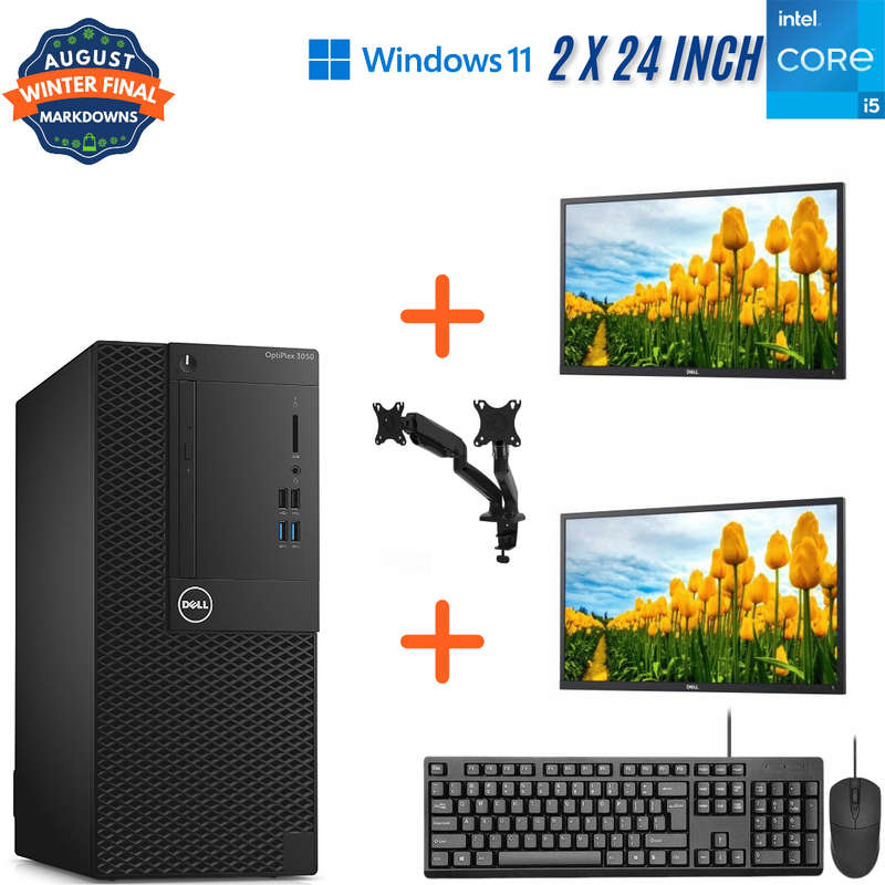 Dell OptiPlex 3050 MT Security Control Room Computer Set - i5 7500 - 8GB DDR4 - 256GB SSD - Win11...