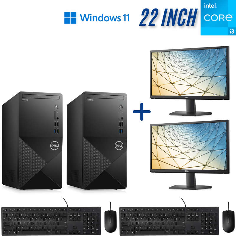 2 X Dell Vostro 3910 MT + Se2222H Administration Computer Set - I3-12100 - 8GB DDR4 - 512GB Nvme ...