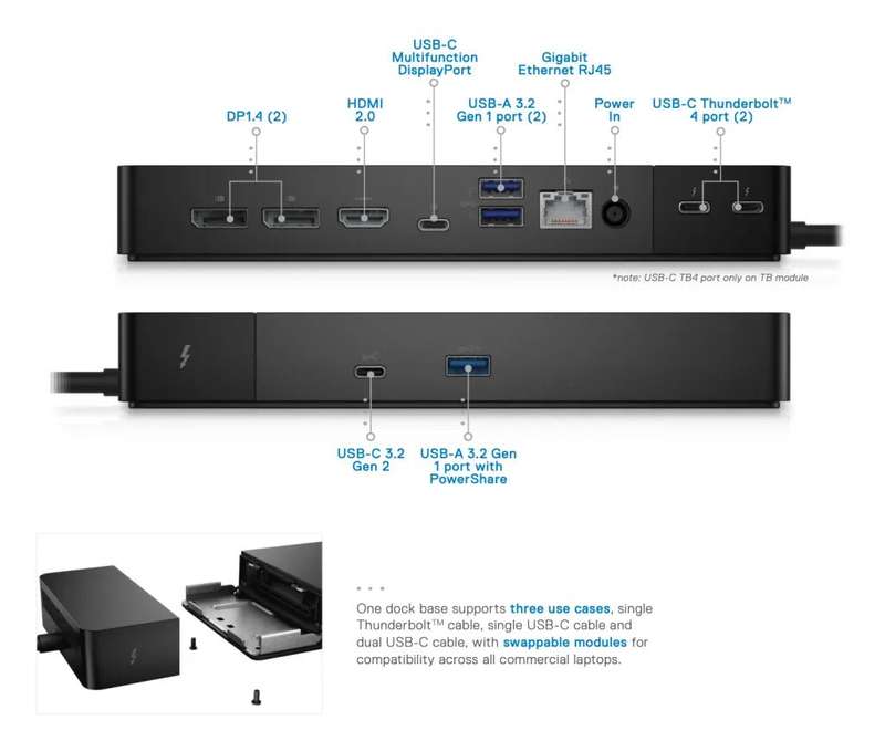 Dell WD22TB4 Thunderbolt Laptop Computer Dock -