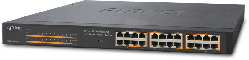 Planet Fnsw-2400Ps 24-Port 10/100Mbps Web Smart Poe Ethernet Switch - Refurb