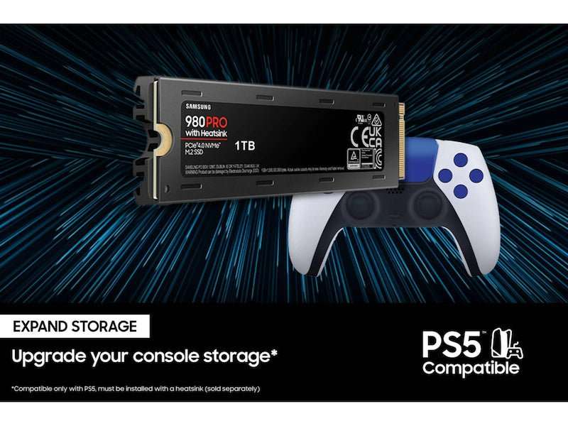 Samsung MZ-V8P1T0CW 980 Pro PCIe 4 NVME M.2 SSD W/Heatsink PlayStation 5 Compatible -