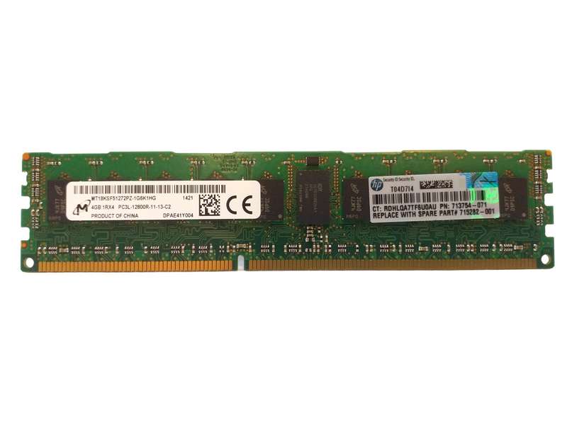 Micron 4GB 1RX4 PC3-12800R-11-13-C2 Server RAM - Refurb