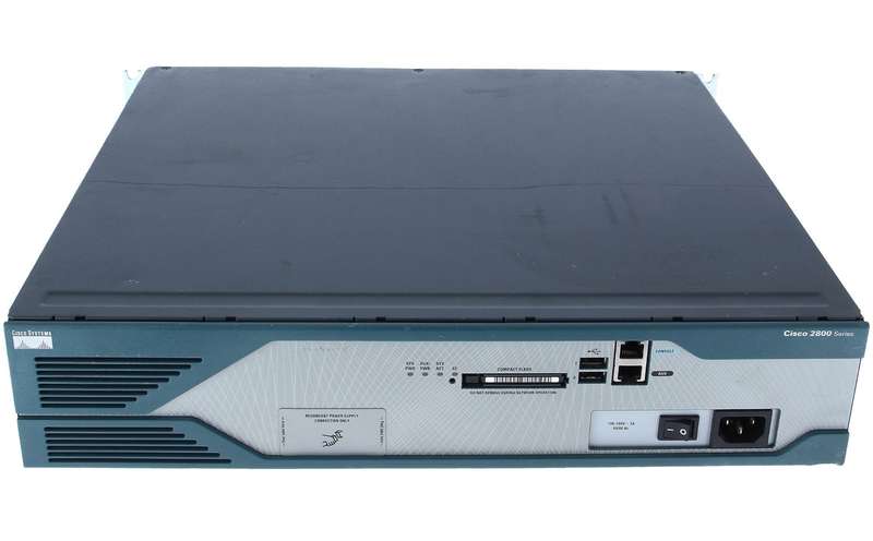 Cisco 2821 with AC power, 2GE, 1 NME-X, 1 EVM, 4 HWICs, 3 PVDM slots, 2 AIMs Router - Used