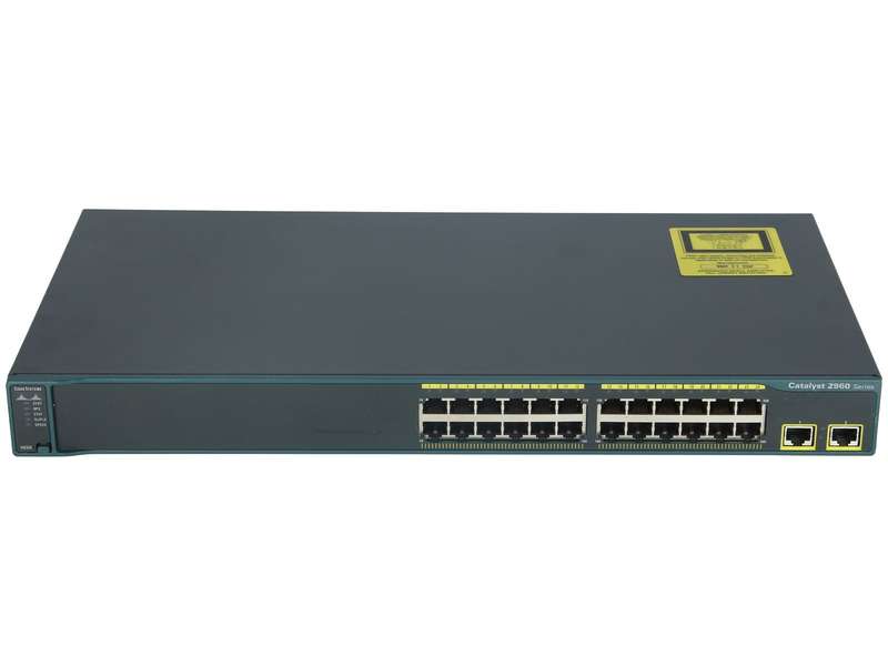 Cisco WS-C2960-24TT-L 24 Ethernet 10/100 ports and 2 fixed Ethernet 10/100/1000 uplink ports - Re...
