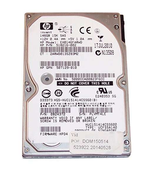 Hp Eh0146Farwd 2.5 Inch Sff 146GB SAS HDD - 15K - Used
