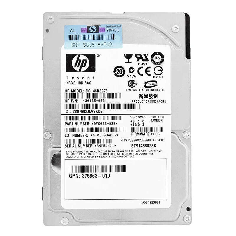Hp Dg146Bb976 2.5 Inch Sff 146GB SAS HDD - 10K - Used