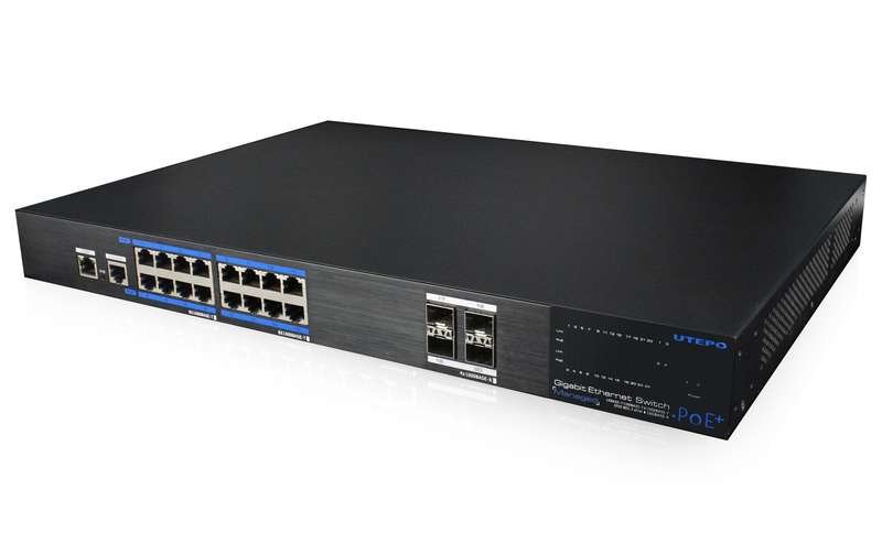 Utepo UTP3-GSW1604S-MTP250 16-Port Gigabit Layer 2 Manager PoE + Switch With 4 SFP Slots - Refurb