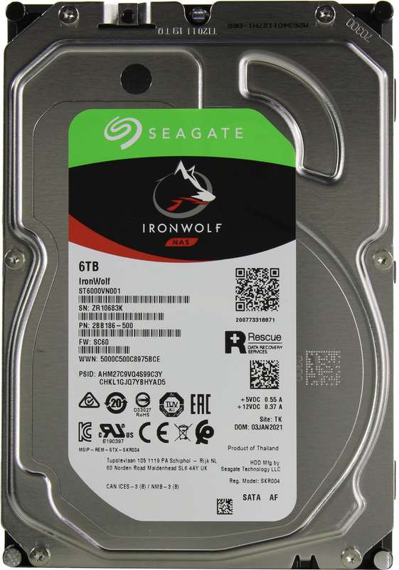 Seagate IronWolf ST6000VN001 6TB SATA NAS Hard Drive ESD Sealed -