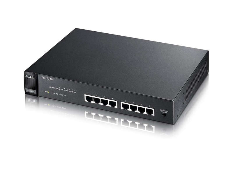 Zyxel ES1100-8P 8 Port Fast Ethernet Unmanaged PoE Switch  Used