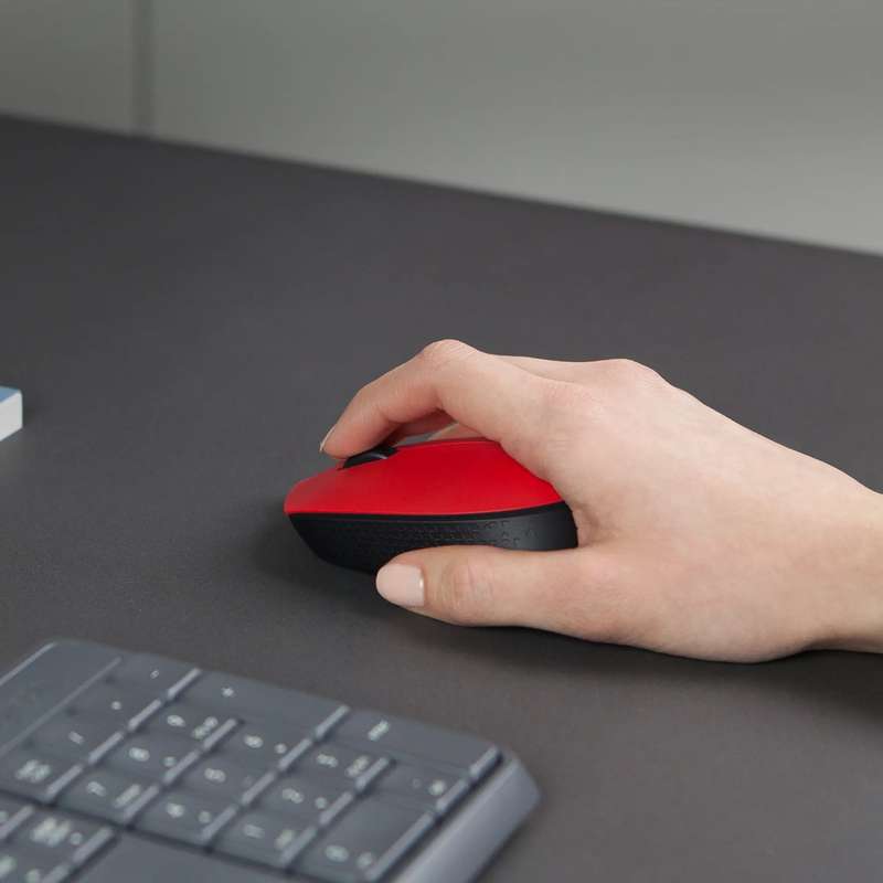 910-004641- LOGI M171 910-004641  Wireless mouse  (RED) Nano USB receiver 3 buttons optical .