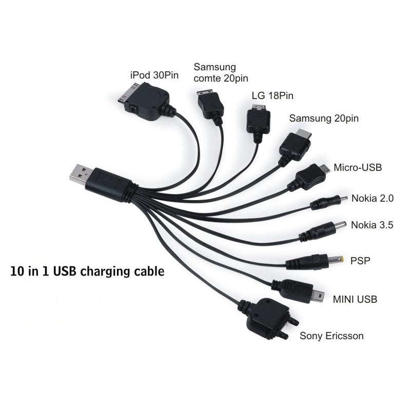 Microworld 10 Connect USB Charging Cable for Electronics and Computer Accessories