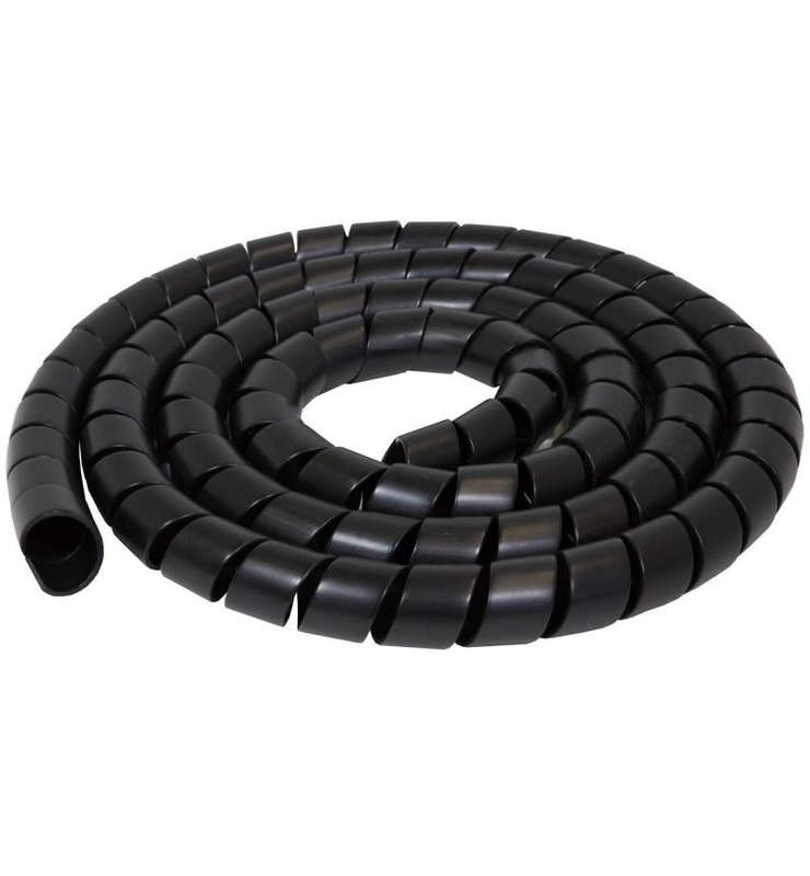MicroWorld Spiral Wrap Black 1.8m x 20mm  Flexible Cable Sleeve for Neat Wire Management
