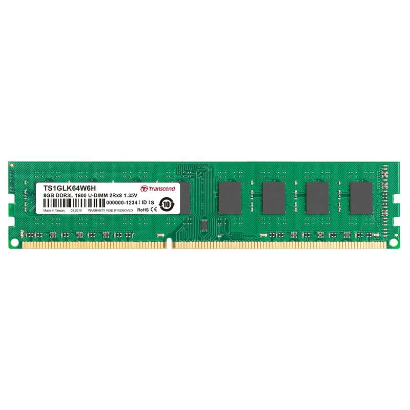 TRANSCEND 8GB DDR3L-1600 LOW VOLTAGE \ DUAL VOLTAGE DESKTOP U-DIMM 1.5V/1.35V 2RX8 CL11