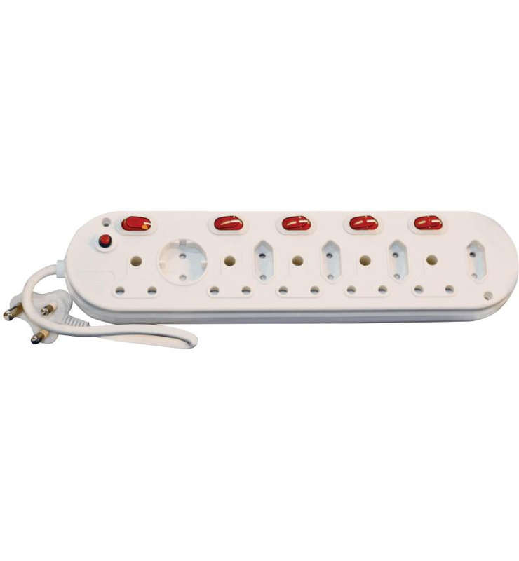 MicroWorld 10-Way Multi-Plug with Individual Switches  Heavy Duty 2500W Power Strip with 5M Co...