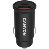 CANYON C-20B03, PD 30W/QC3.0 18W Pocket size car charger with 1-USB A+ 1-USB-C Input: DC12V-24V, ...