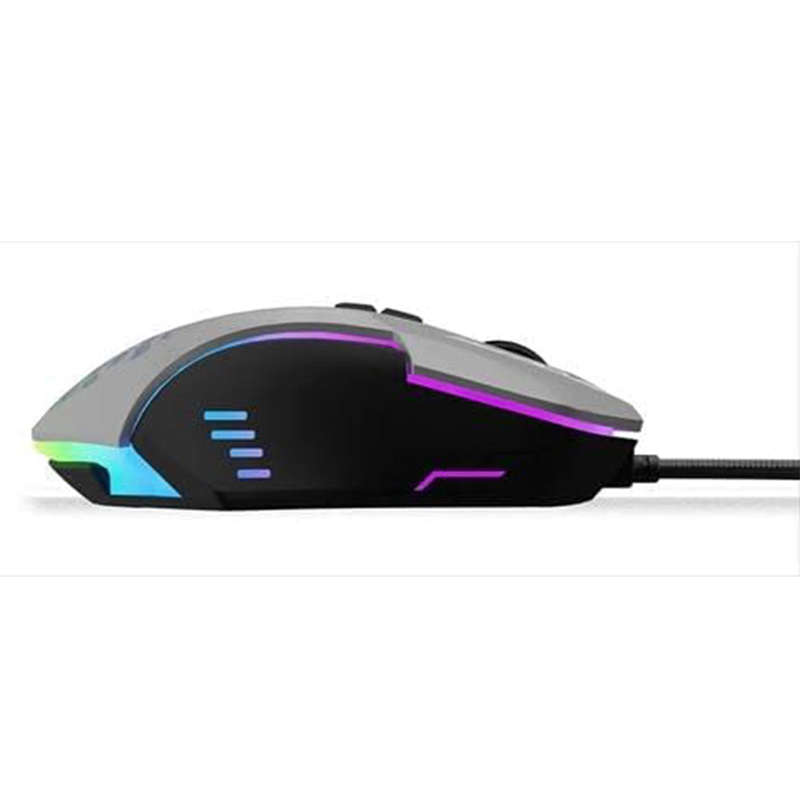 OCPC MR11 Wired Gaming Mouse Creamy Grey with RGB Breathing Light 7200 DPI 7D Ergonomic Design