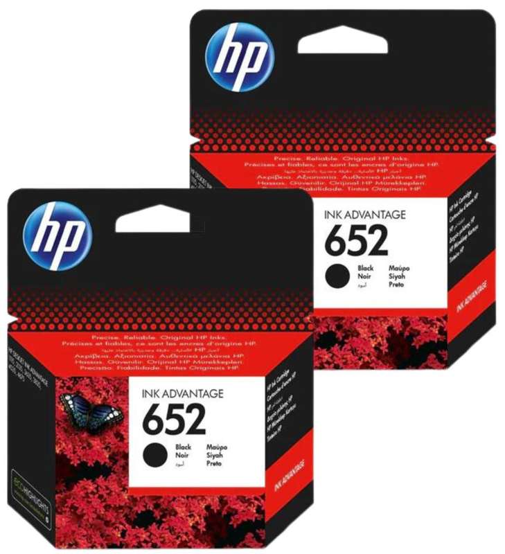 2 Pack HP 652 Black Original Ink Cartridge - High Yield, Compatible with DeskJet Ink Advantage Pr...