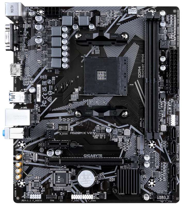 GIGABYTE AMD A520M-K for 3rd/4th/5th Generation AMD Ryzen processors; 2x Dual DDR4; 1x M2; HDM...