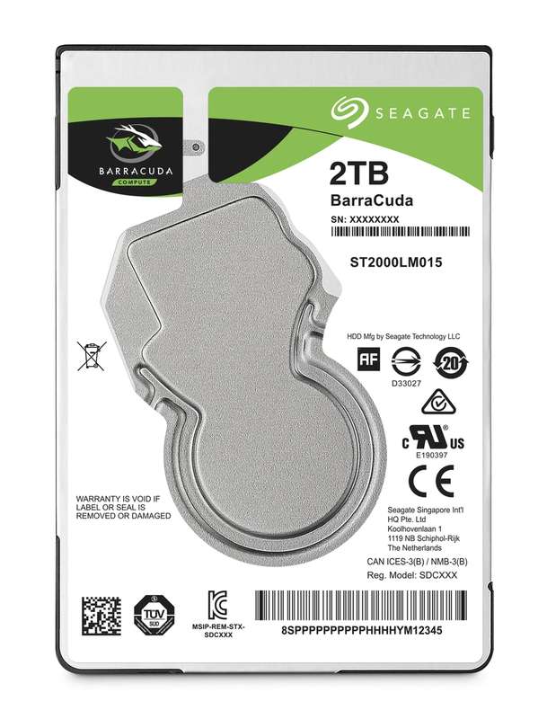 Seagate Barracuda 2TB; 2.5'' Notebook drive; SATA 6GB/s; RPM 5400; 128MB Cache; 7mm