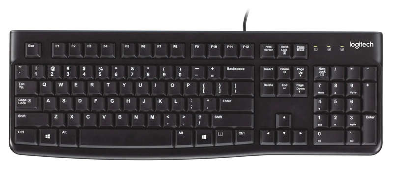 920-002508 - LOGI K120 Corded Keyboard plug and play USB connection spill resist.