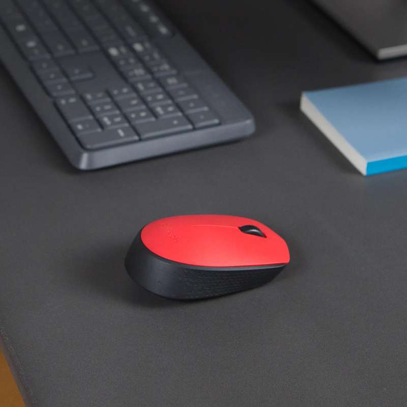 910-004641- LOGI M171 910-004641  Wireless mouse  (RED) Nano USB receiver 3 buttons optical .