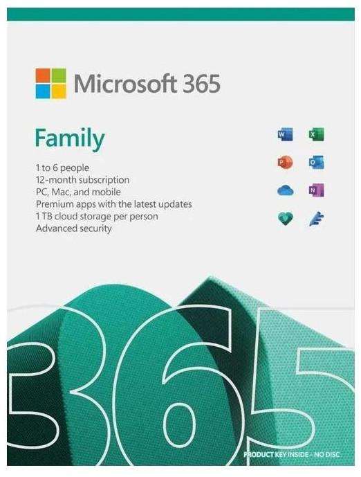 Microsoft 365 Family FPP Medialess 1 Year Subscription
