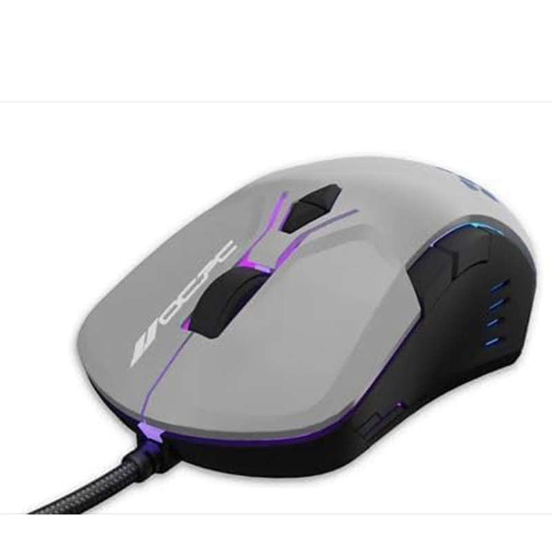 OCPC MR11 Wired Gaming Mouse Creamy Grey with RGB Breathing Light 7200 DPI 7D Ergonomic Design