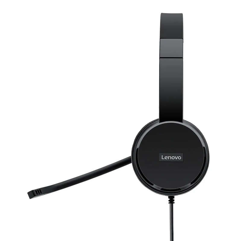 Lenovo 100 USB Stereo Headset 1.8m|Noise Cancelling Mic|Protein Leather|Memory-Foam Ear Cup|Rotat...