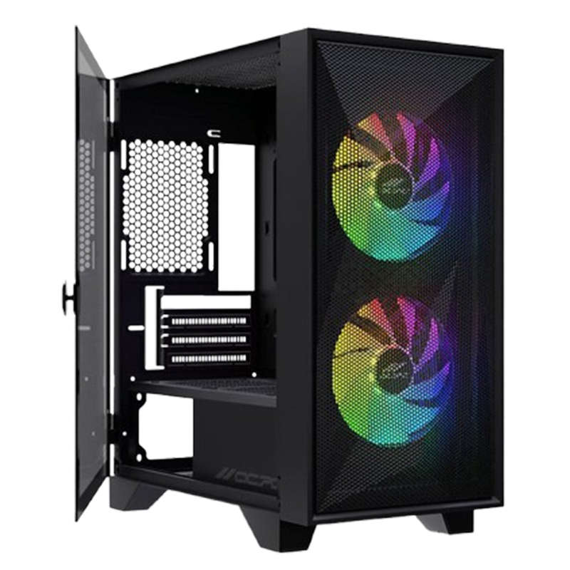 OCPC Mid-Tower Case - Stylish Black Steel and Tempered Glass Design, OCCASAATXBK - No PSU Included