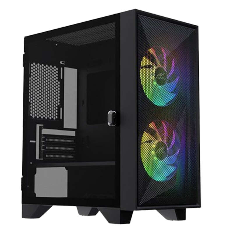 OCPC Mid-Tower Case - Stylish Black Steel and Tempered Glass Design, OCCASAATXBK - No PSU Included